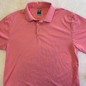 Pro Tour Cool Play Mens Large Pink Textured Stripe Golf Polo Shirt L